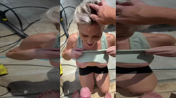 Porno la tterasa cu blonda cu tate frumoase o suge din genunchi